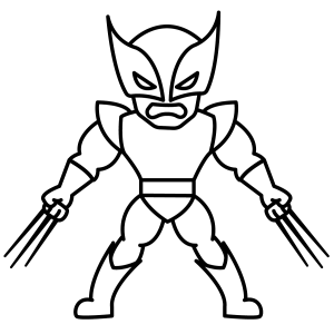Wolverine chibi de braços abertos para colorir