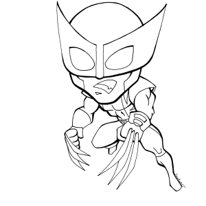 Wolverine chibi de garras afiadas para colorir