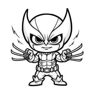 Wolverine chibi erguendo as garras para colorir