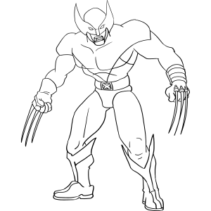 Wolverine de pé com as garras para fora para colorir