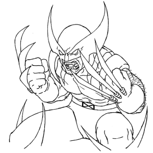 Wolverine em close mostrando as garras para colorir