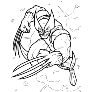 Wolverine saltando entre nuvens de poeira para colorir
