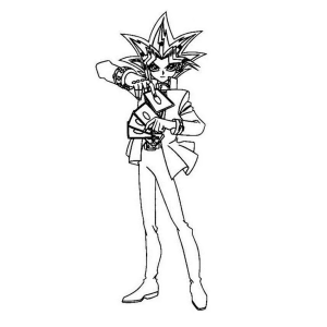 Yugi acenando de braço erguido para colorir