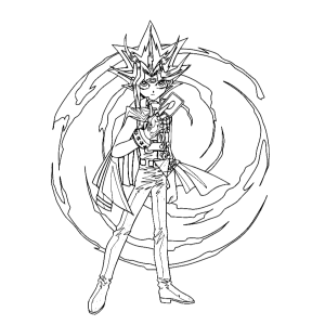 Yugi envolto pela energia do Enigma do Milênio para colorir