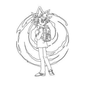 Yugi girando em um redemoinho de energia para colorir