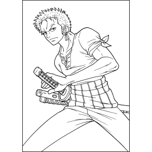 Zoro com a espada e a bandana para colorir