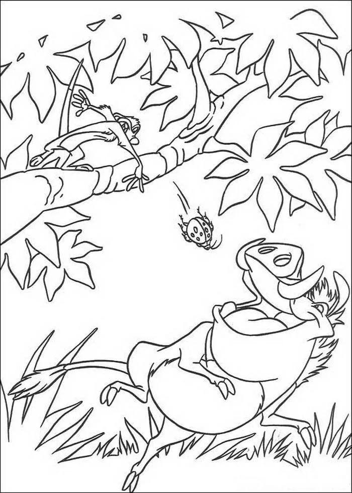Timão correndo na floresta para colorir