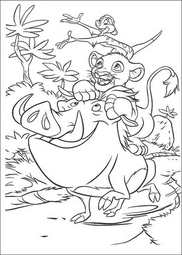Timão montado em Pumba para colorir