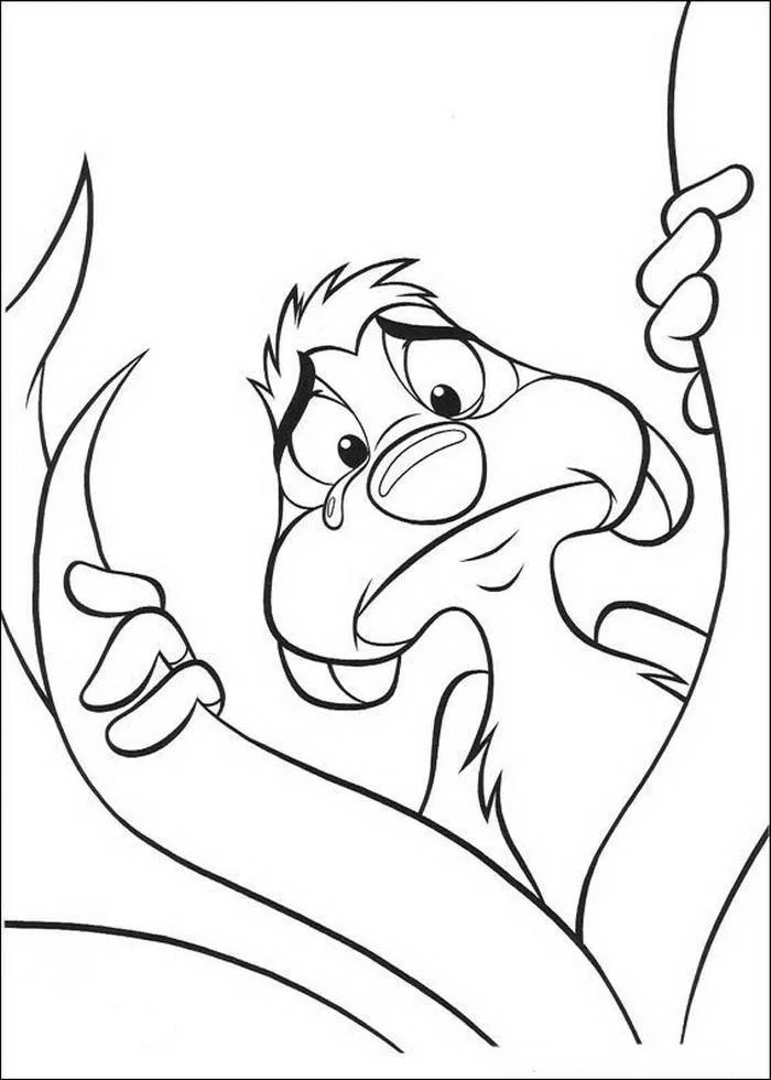 Timão pendurado na árvore para colorir