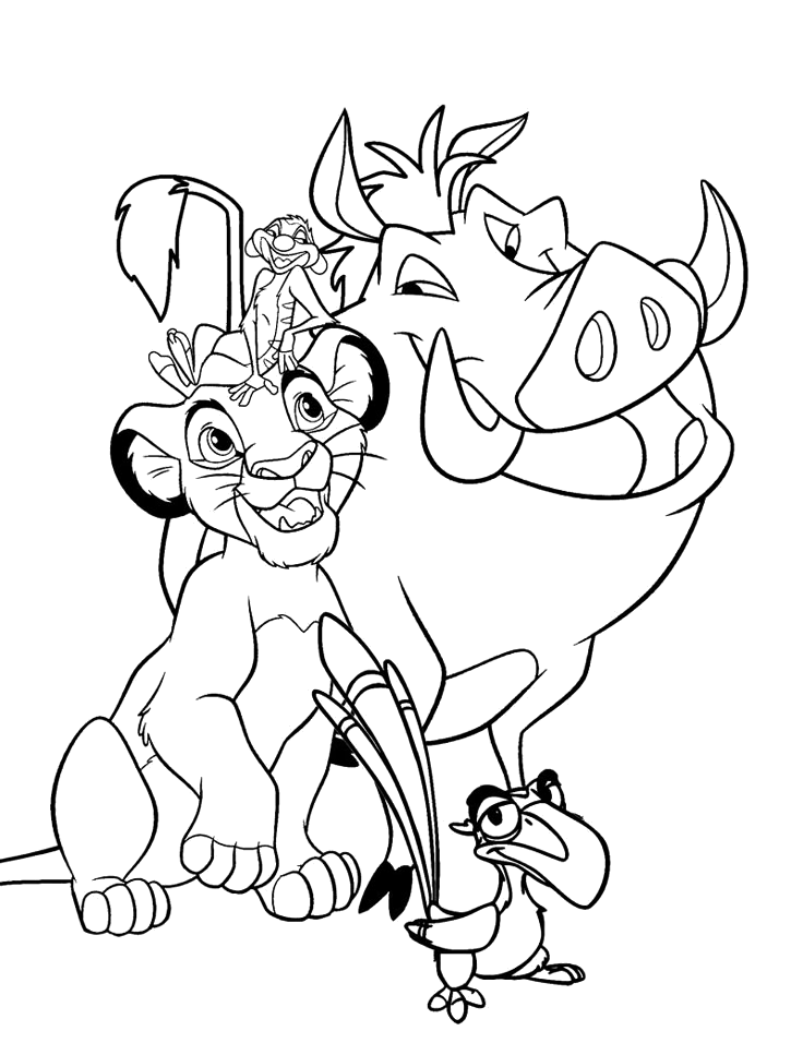 Timão, Pumba e Simba juntos para colorir