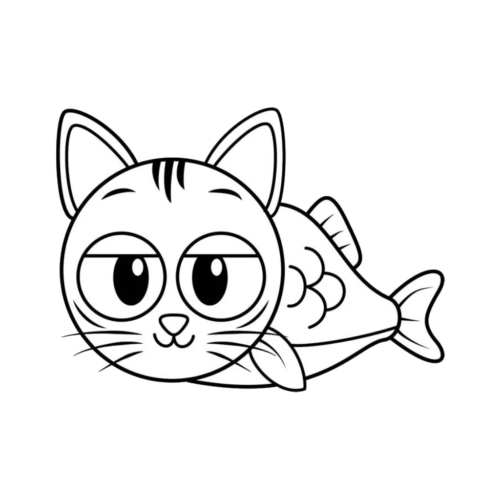 Trippi Troppi, o gato peixe fofinho para colorir