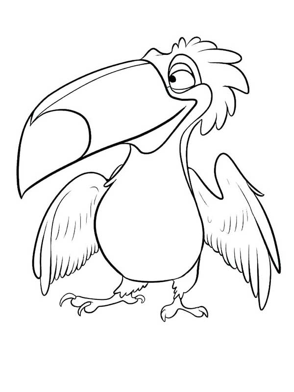 Tucano cartoon estilo divertido para colorir