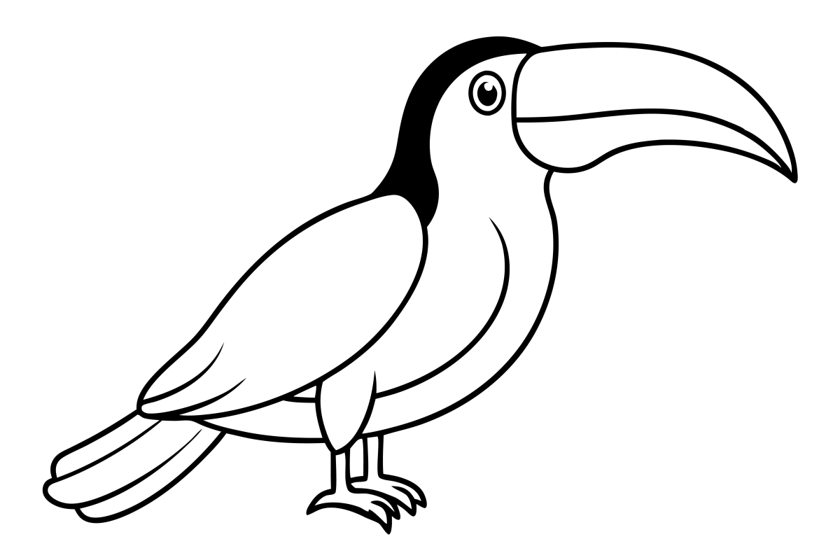 Tucano de contorno grosso em pé para colorir