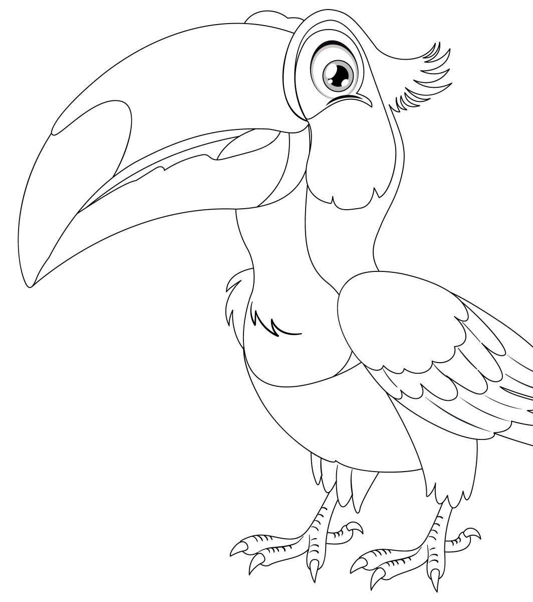 Tucano de perfil olhando para cima para colorir