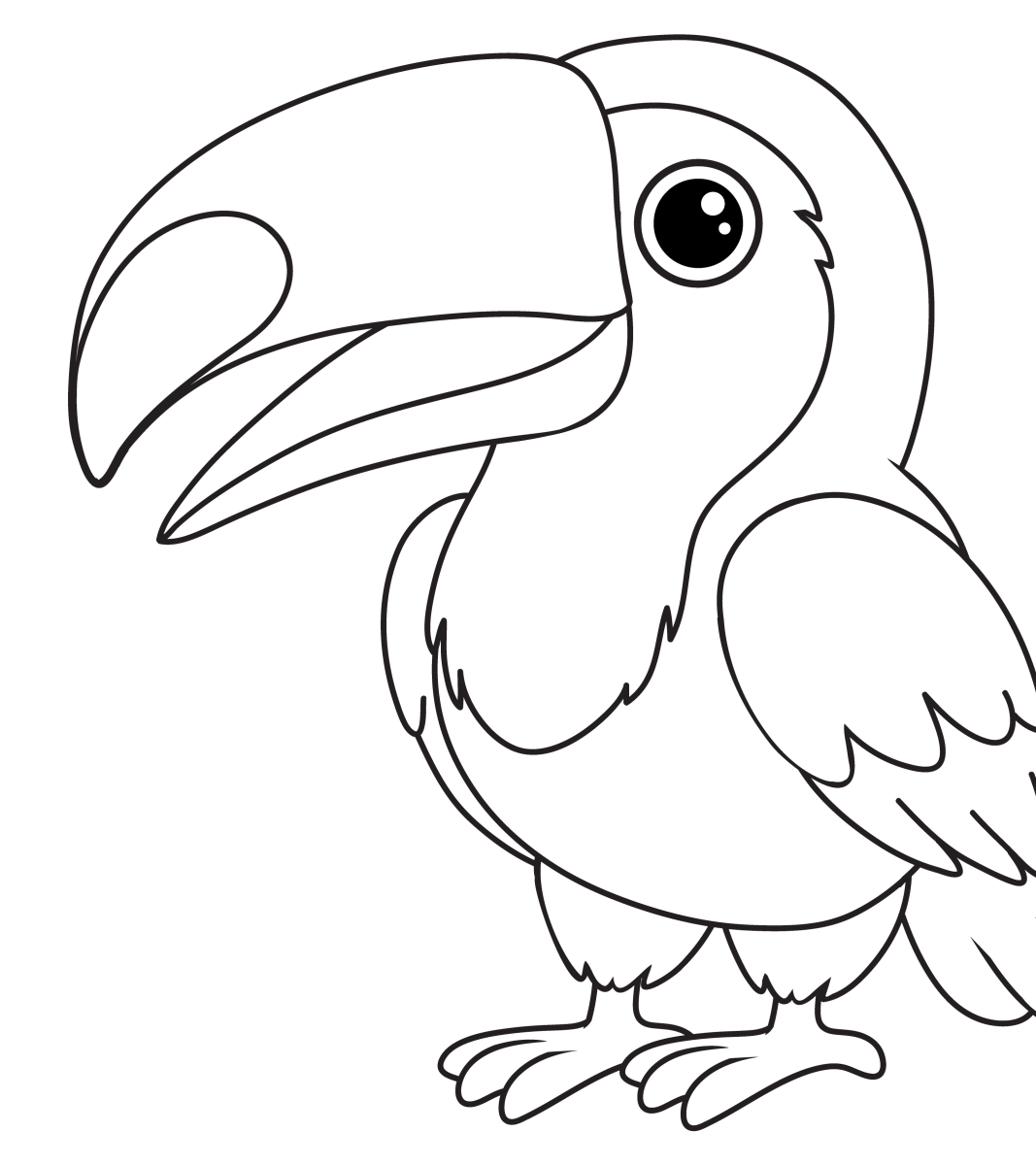 Tucano sorridente de bico grande para colorir