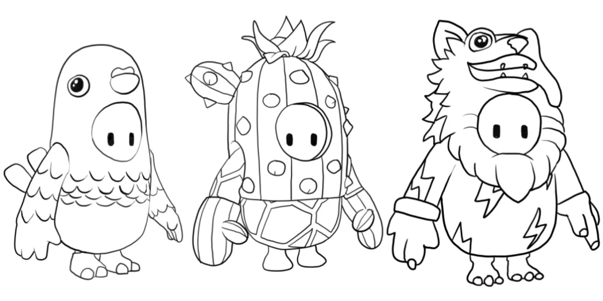 Turma de Stumble Guys fantasiados para colorir