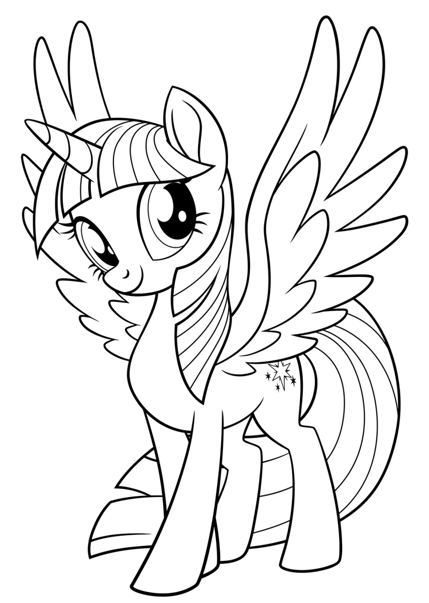 Twilight Sparkle de asas abertas pronta para voar para colorir