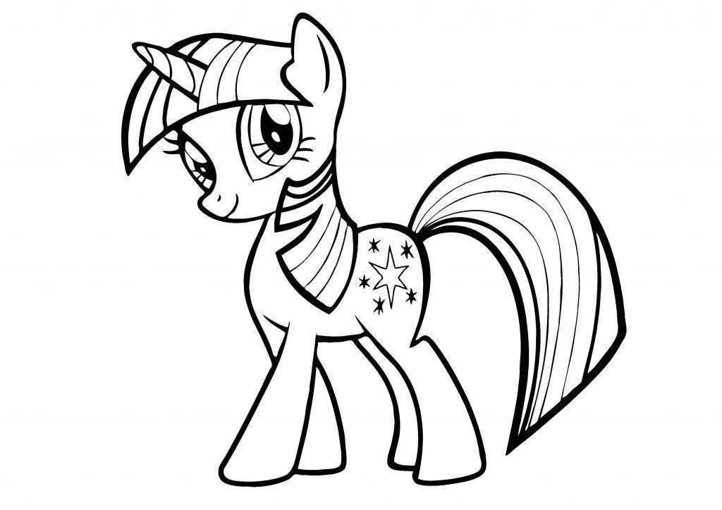 Twilight Sparkle unicórnio sorrindo para colorir
