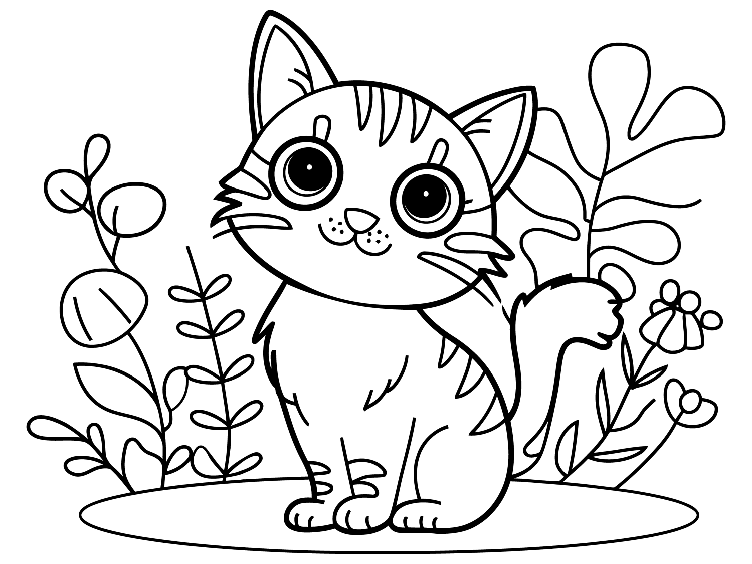 Um Gato Adorável no Jardim