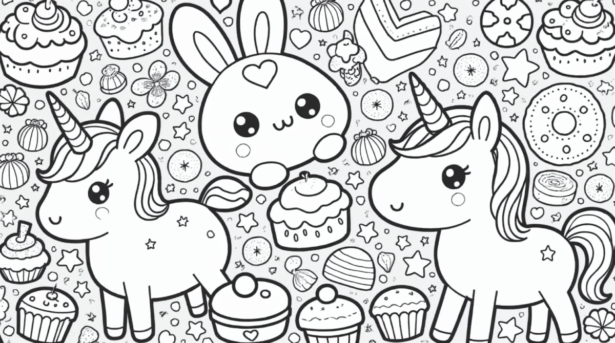 Unicórnios e Doces Encantados no Mundo Kawaii
