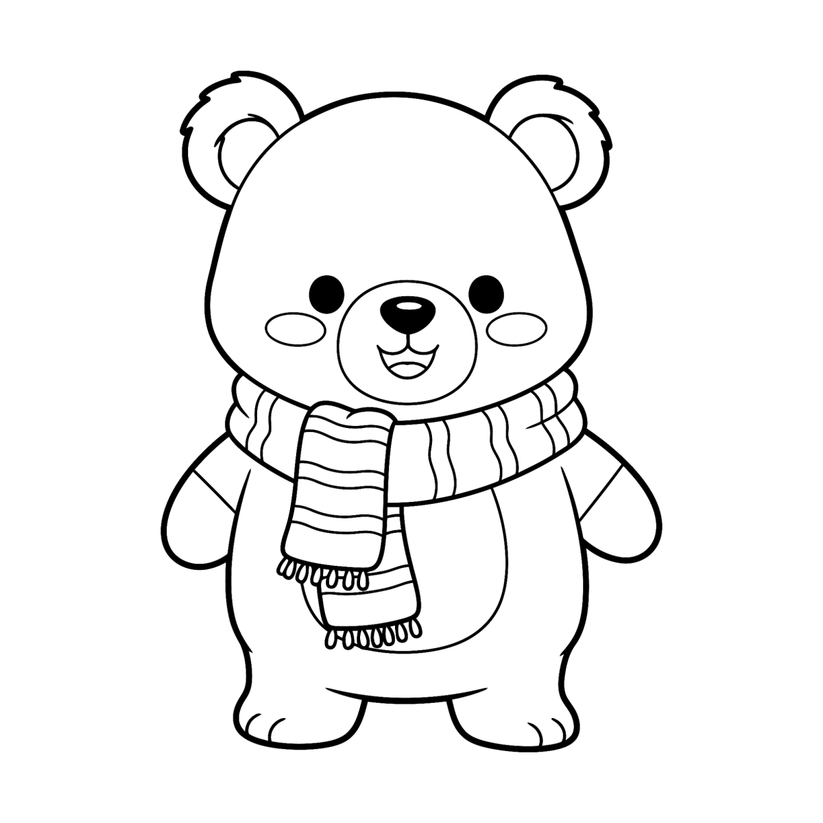 Ursinho polar de cachecol listrado para colorir