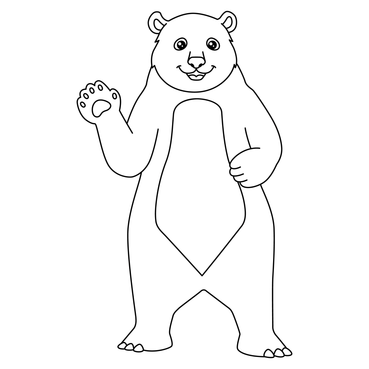 Urso polar acenando com a pata para colorir
