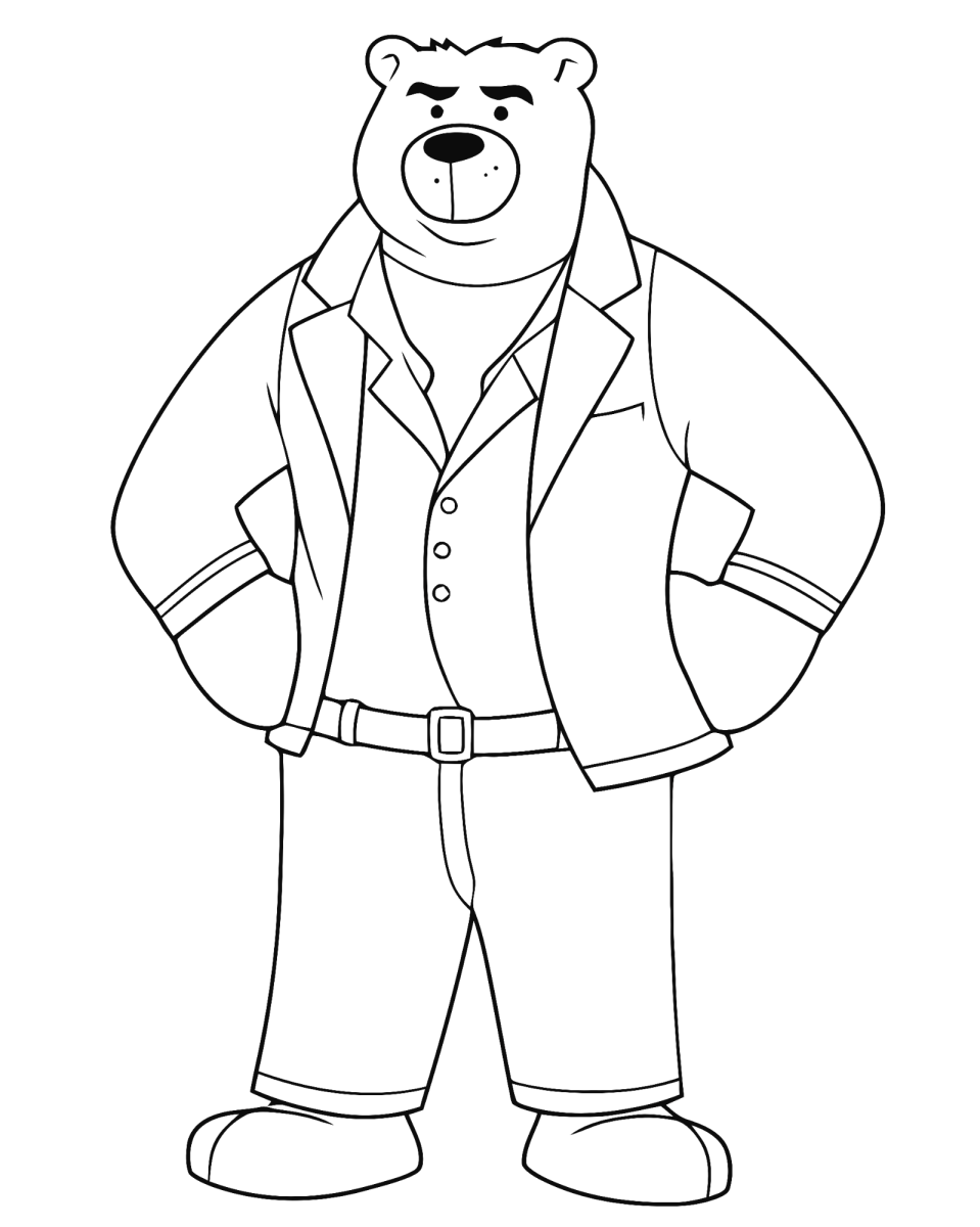 Urso polar de casaco e camisa para colorir