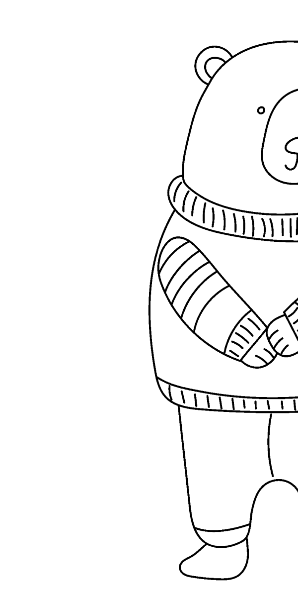 Urso polar de suéter de inverno para colorir