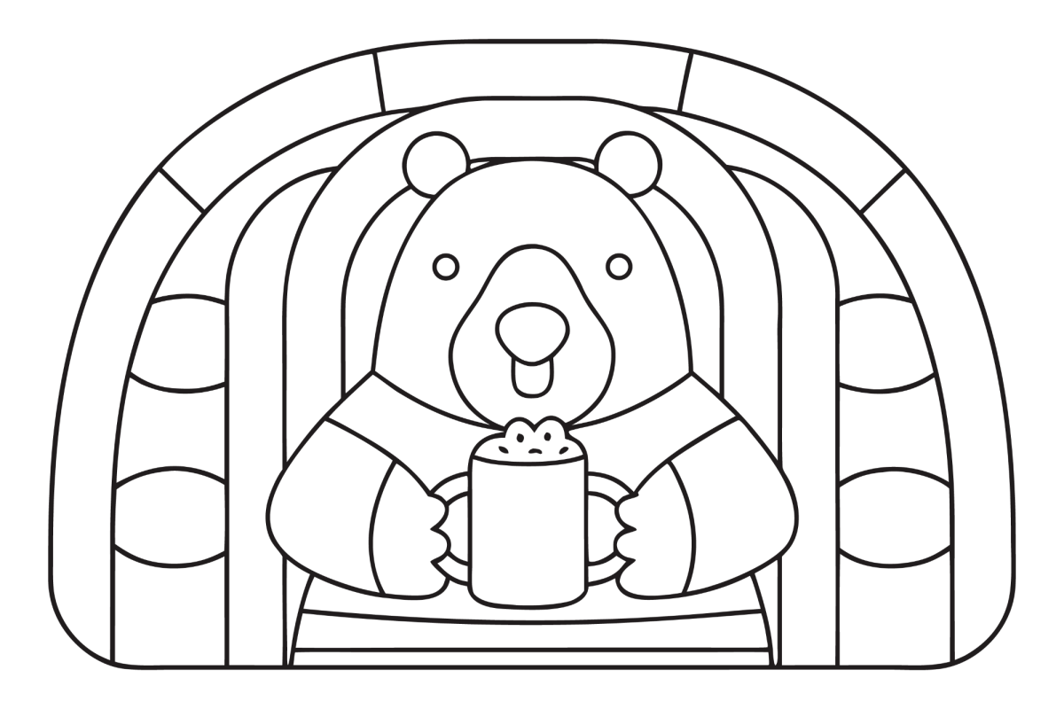 Urso polar dentro do iglu para colorir
