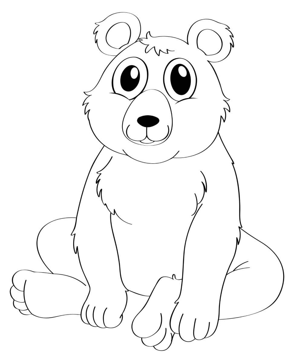 Urso polar sentado olhando para frente para colorir