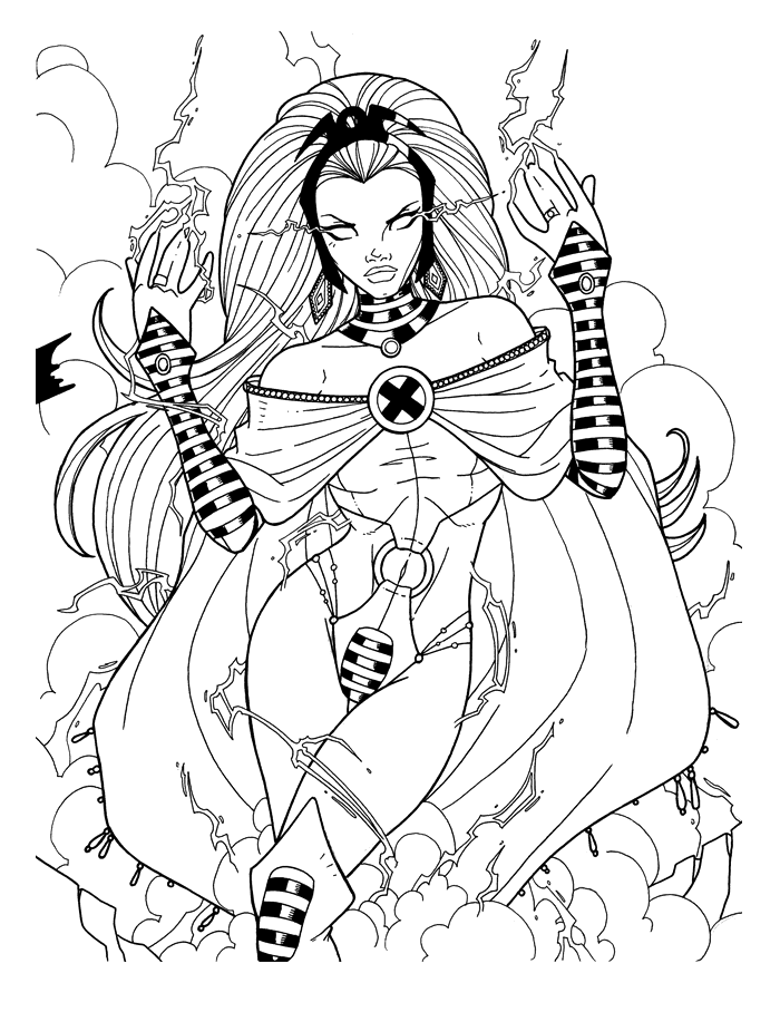 Vampira com o cabelo esvoaçante e luvas para colorir