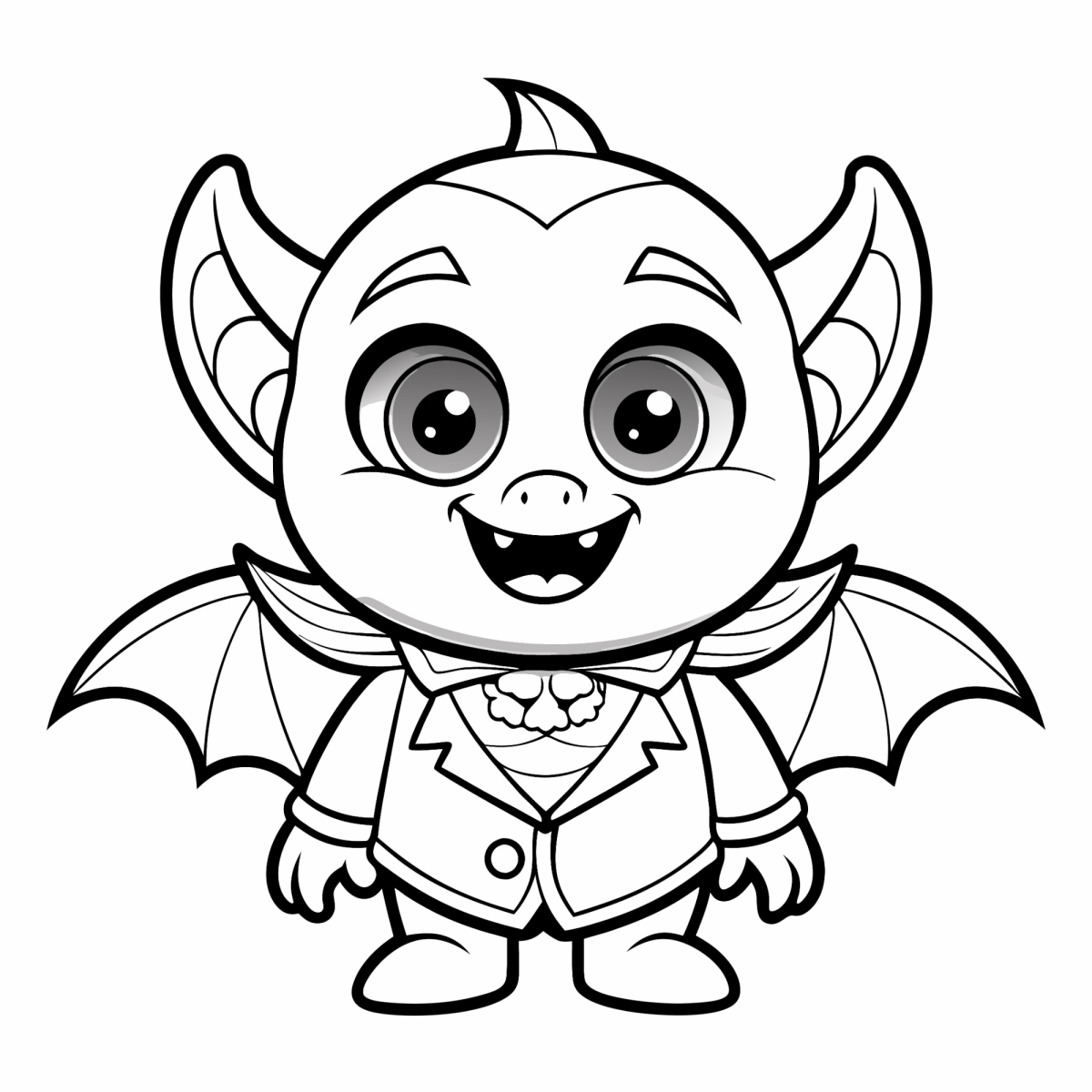 Vampirinho com asas de morcego para colorir