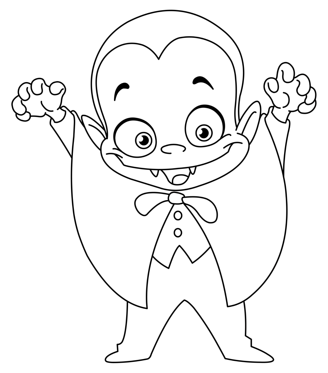 Vampirinho fazendo pose de susto para colorir