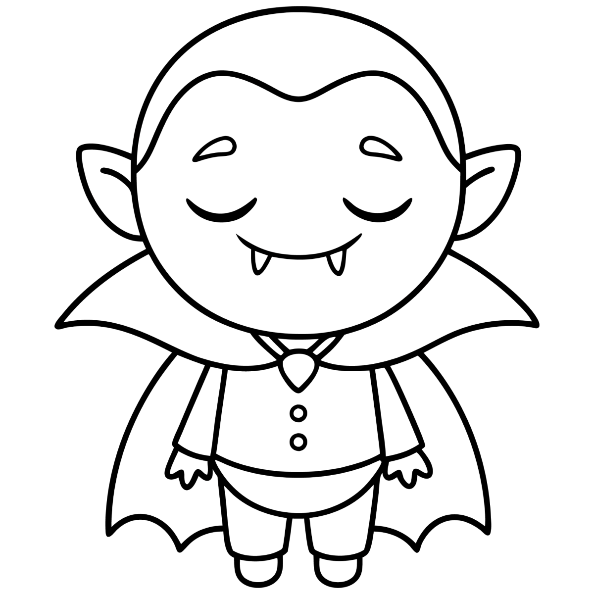 Vampirinho fofo de capa e gravata-borboleta para colorir