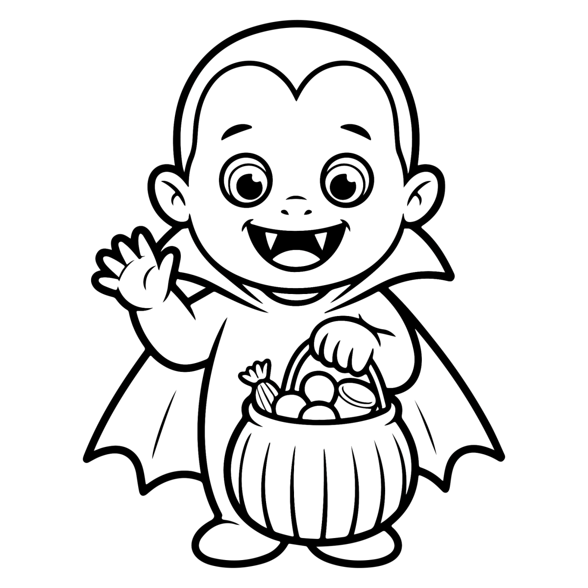 Vampirinho pegando doces para colorir