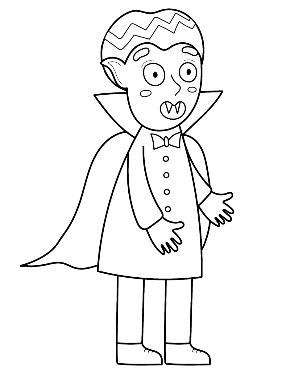 Vampiro de capa alta para colorir