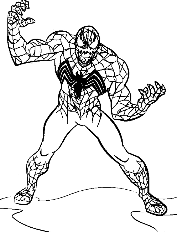 Venom agachado pronto para atacar para colorir