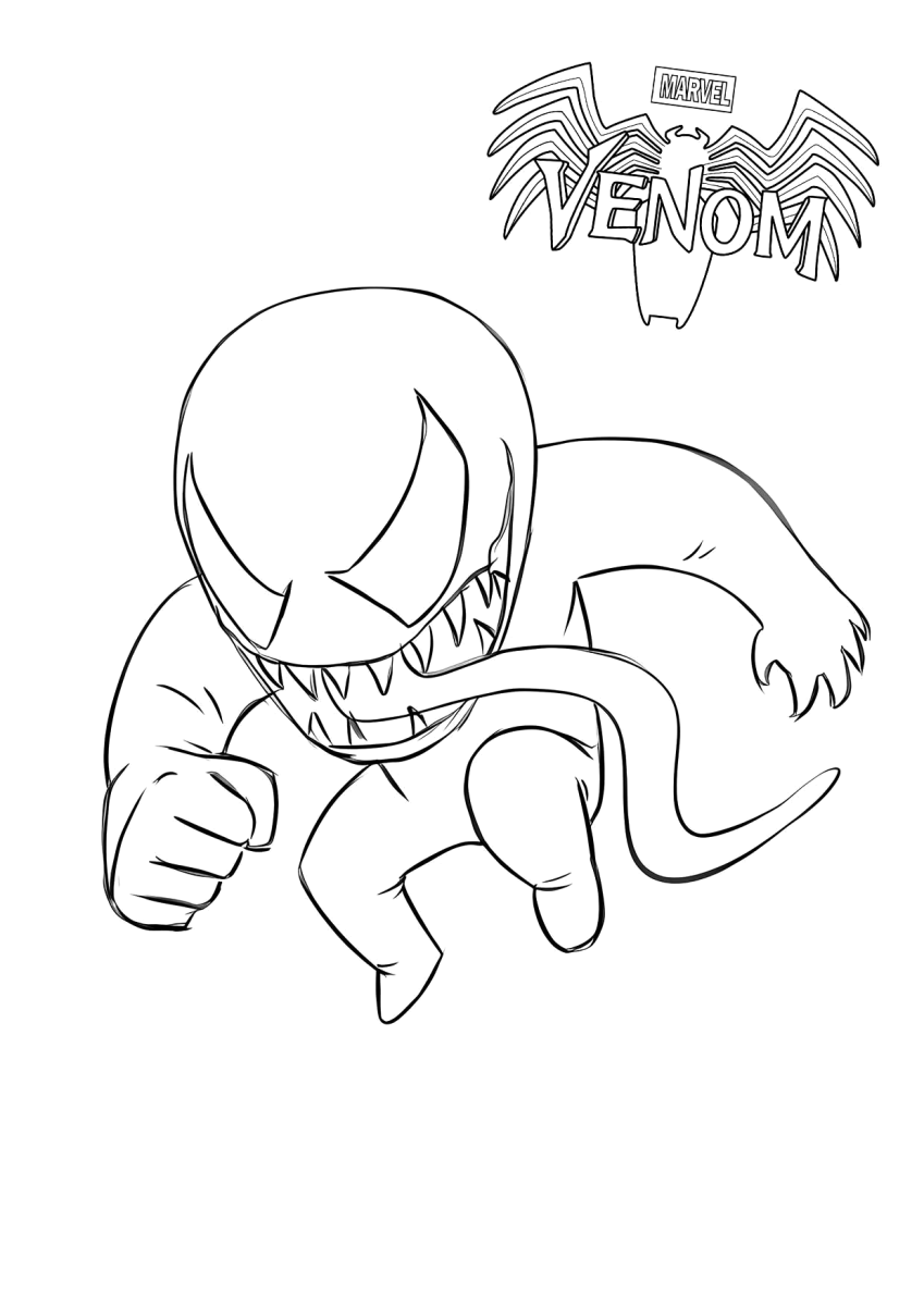 Venom bebê fofinho para colorir