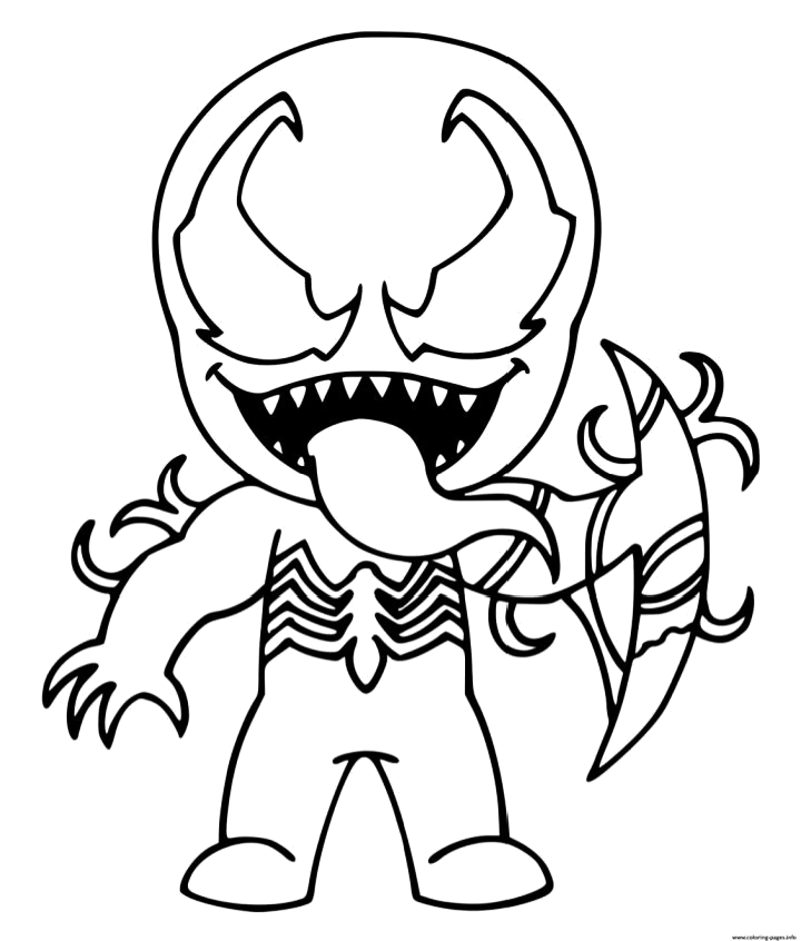 Venom chibi com a língua de fora para colorir