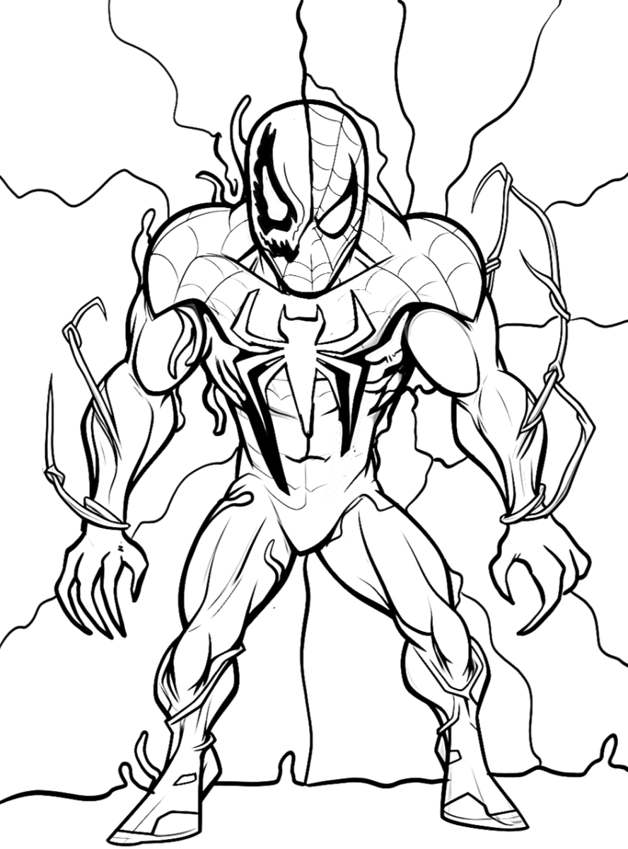 Venom de pé com tentáculos do simbionte para colorir