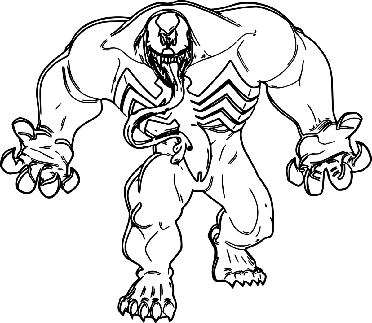Venom de pé mostrando os músculos para colorir