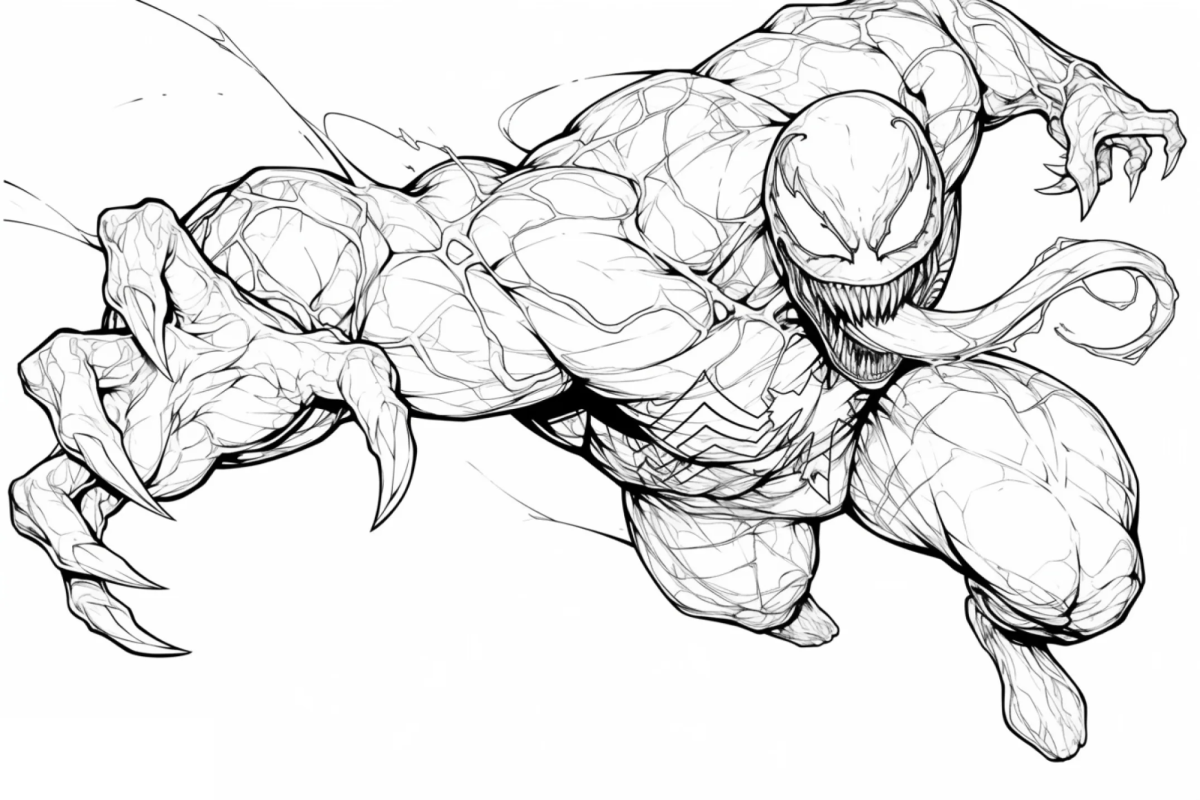 Venom rastejando pelo chão para colorir