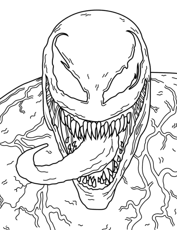 Venom rugindo com tentáculos ao redor para colorir
