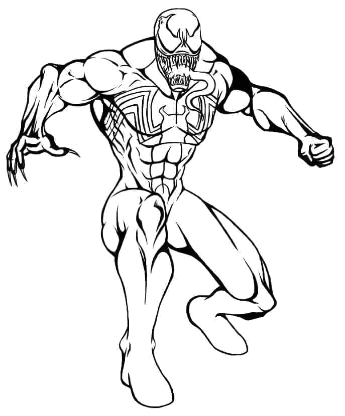 Venom saltando em ação para colorir
