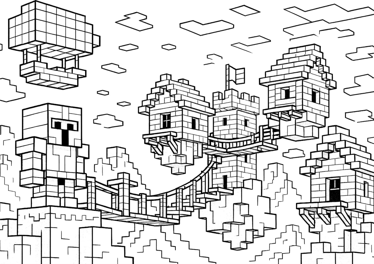 Vila do Minecraft para colorir