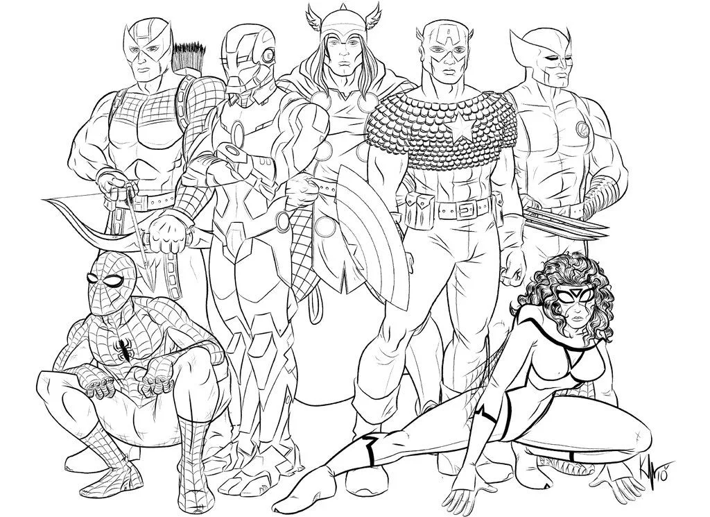 Vingadores clássicos reunidos para colorir