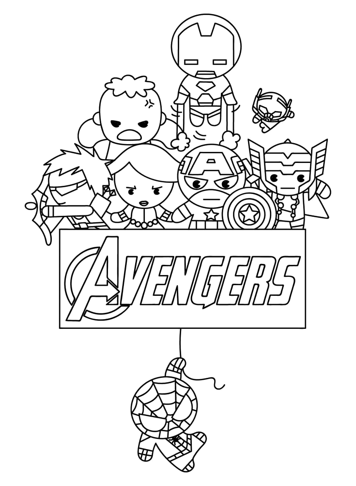 Vingadores fofinhos versão kawaii para colorir