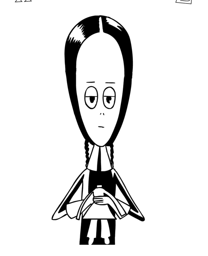 Wandinha Addams de braços cruzados para colorir