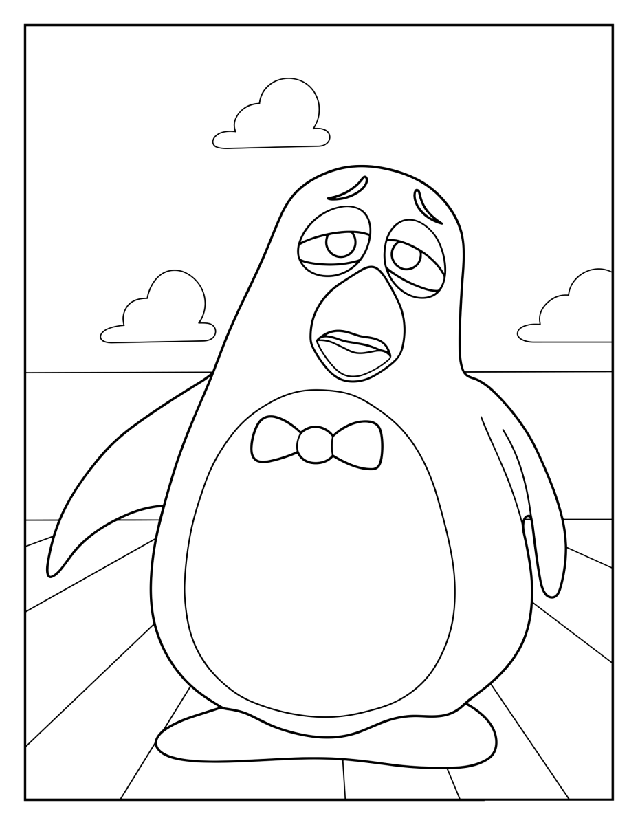 Wheezy, o pinguim de gravata borboleta para colorir