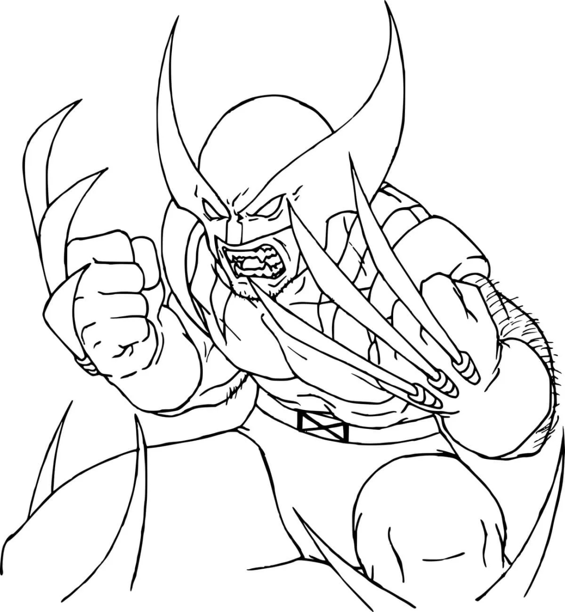 Wolverine avançando com as garras à frente para colorir